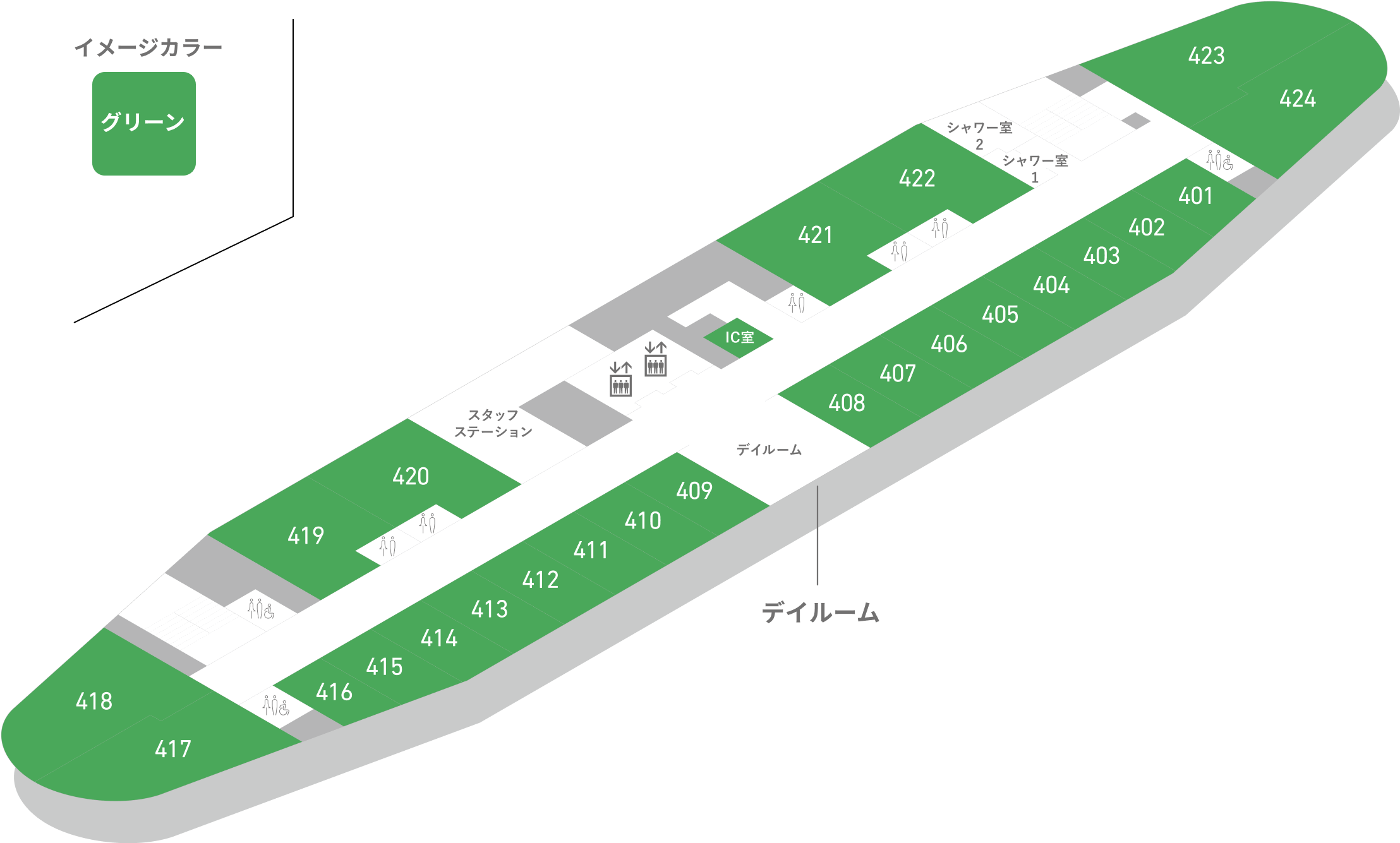 ４F　急性期病棟　フロアマップ